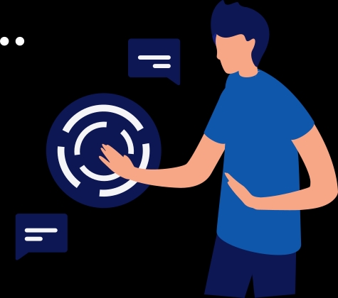 Person with speech bubbles icon