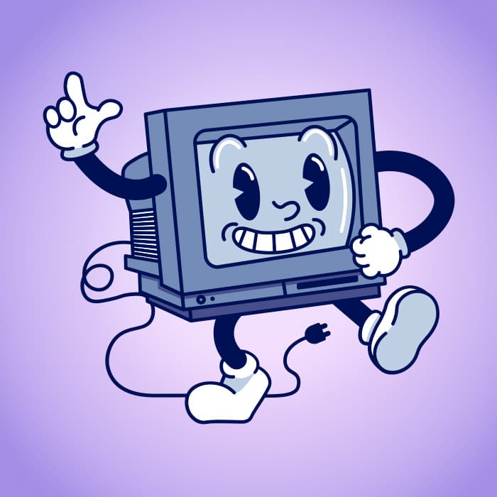 Graphic of a personalized computer on a blue background