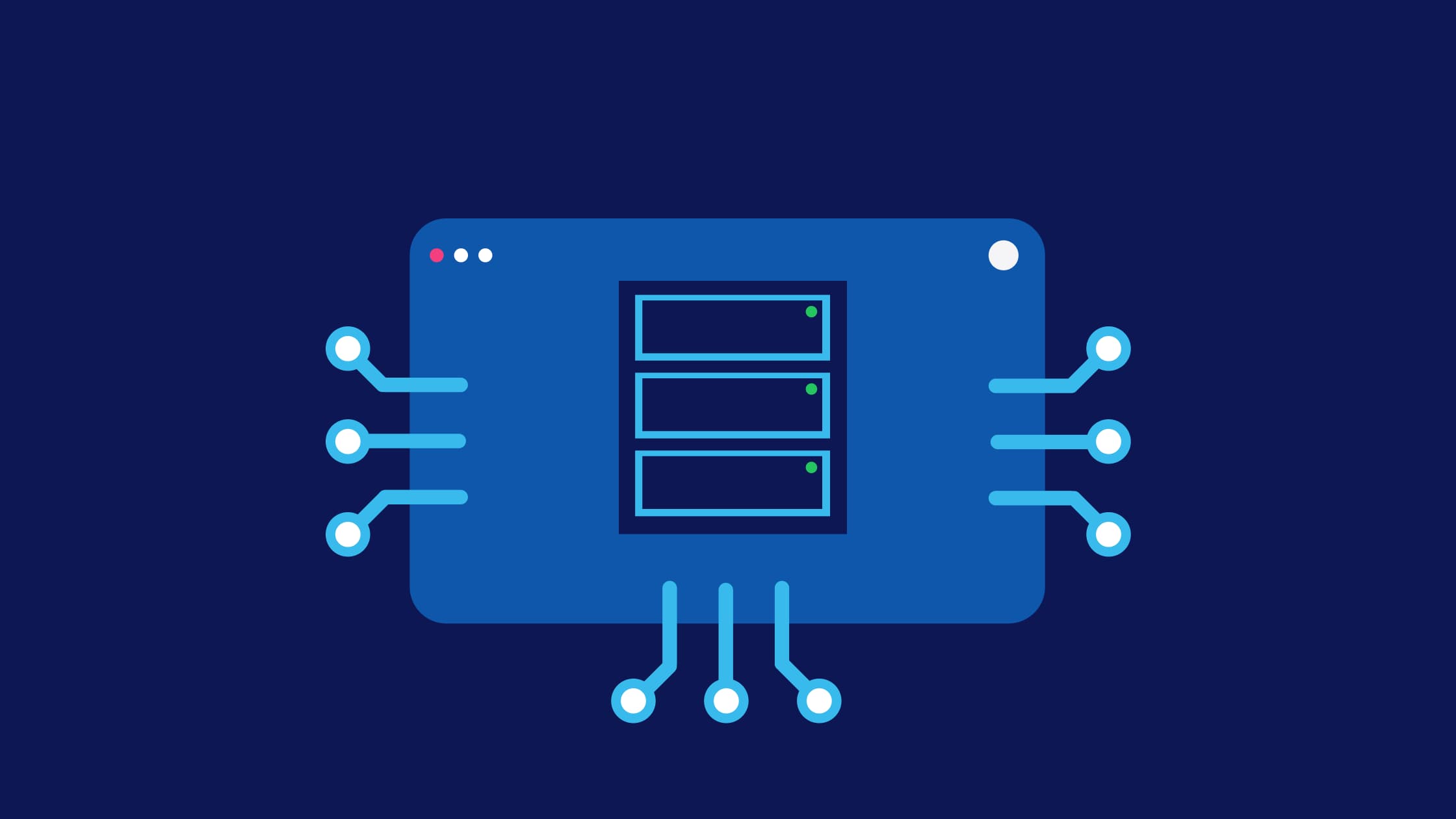 Grafik von Browserfenster mit Server